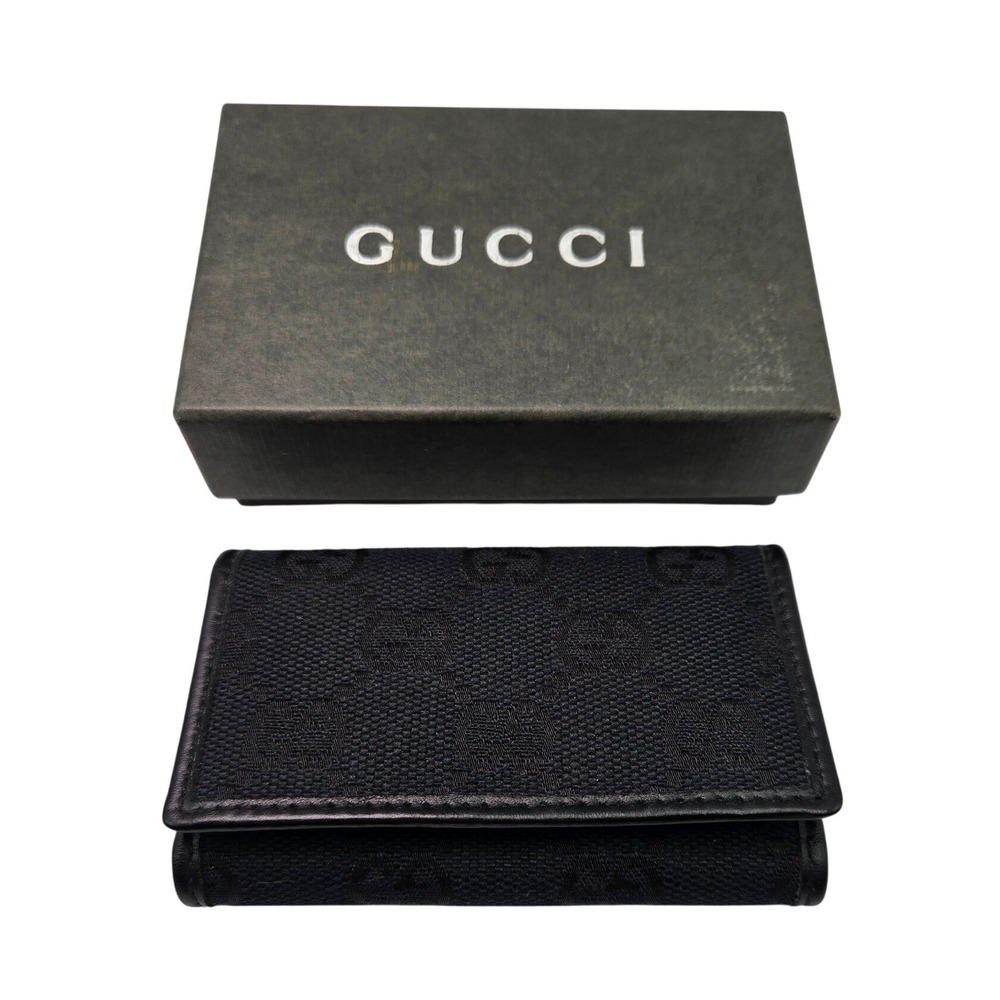 Gucci Black GG Monogram Canvas 6 Ring Key Case Wallet 033-0416-0859 Box Included
